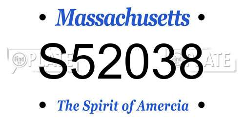 S52038 Massachusetts License Plate