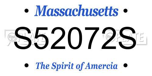 S52072S Massachusetts License Plate