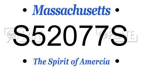 S52077S Massachusetts License Plate