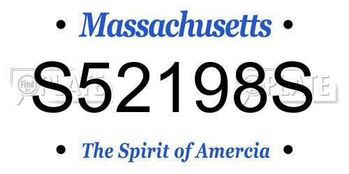 S52198S Massachusetts License Plate
