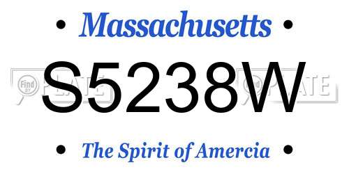 S5238W Massachusetts License Plate