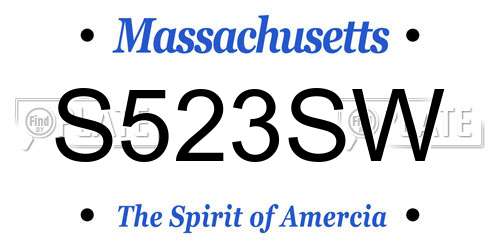 S523SW Massachusetts License Plate