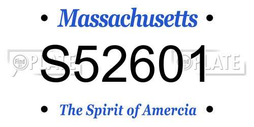 S52601 Massachusetts License Plate