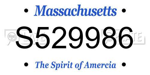 S529986 Massachusetts License Plate