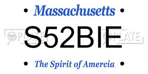 S52BIE Massachusetts License Plate