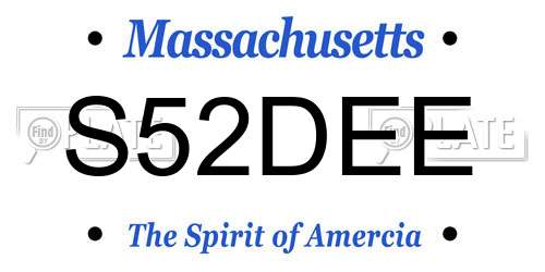 S52DEE Massachusetts License Plate