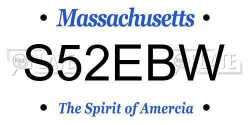 S52EBW Massachusetts License Plate