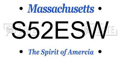 S52ESW Massachusetts License Plate