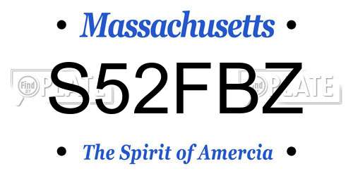 S52FBZ Massachusetts License Plate