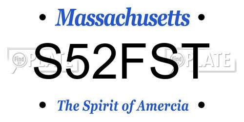 S52FST Massachusetts License Plate