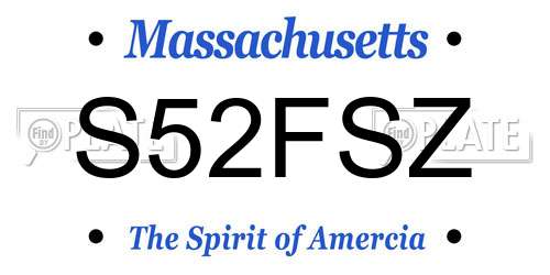 S52FSZ Massachusetts License Plate
