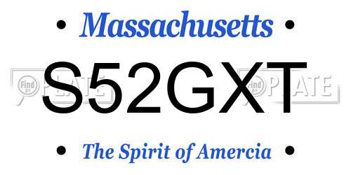 S52GXT Massachusetts License Plate