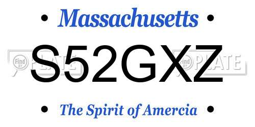 S52GXZ Massachusetts License Plate