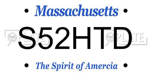 S52HTD Massachusetts License Plate