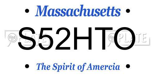 S52HTO Massachusetts License Plate
