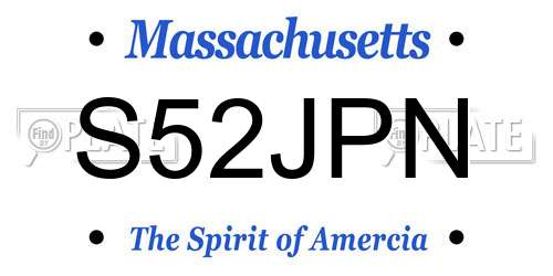 S52JPN Massachusetts License Plate