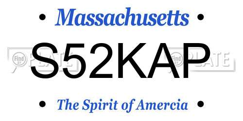 S52KAP Massachusetts License Plate