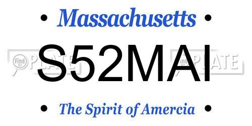 S52MAI Massachusetts License Plate