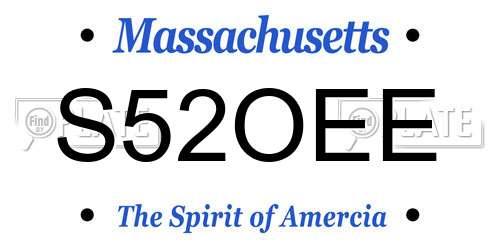 S52OEE Massachusetts License Plate