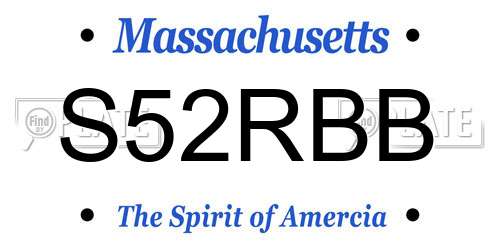 S52RBB Massachusetts License Plate
