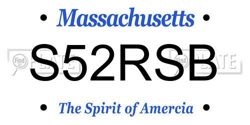 S52RSB Massachusetts License Plate