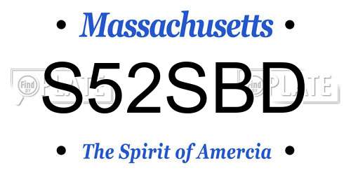 S52SBD Massachusetts License Plate