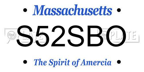 S52SBO Massachusetts License Plate