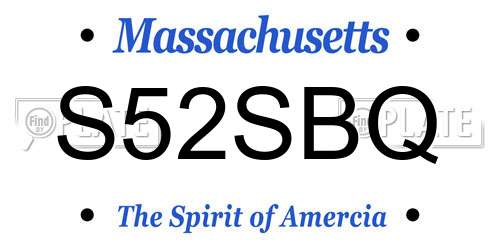 S52SBQ Massachusetts License Plate