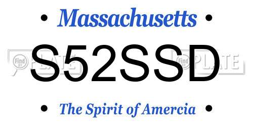 S52SSD Massachusetts License Plate