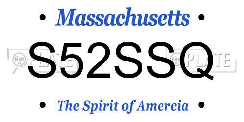 S52SSQ Massachusetts License Plate