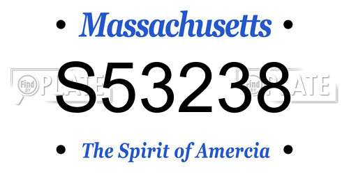 S53238 Massachusetts License Plate
