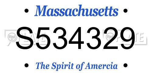S534329 Massachusetts License Plate