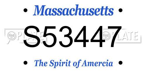S53447 Massachusetts License Plate