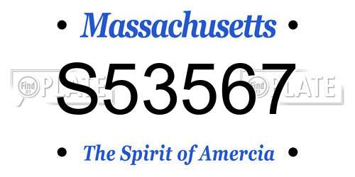 S53567 Massachusetts License Plate