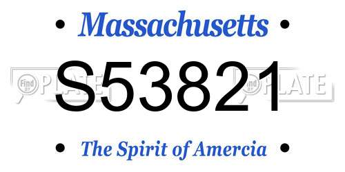 S53821 Massachusetts License Plate