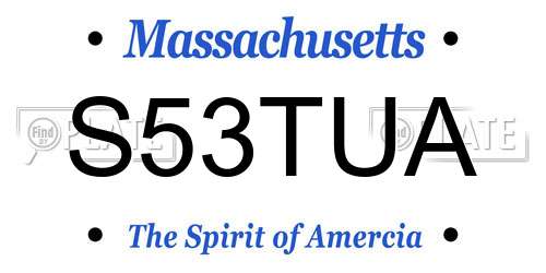 S53TUA Massachusetts License Plate