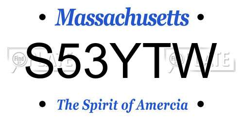 S53YTW Massachusetts License Plate