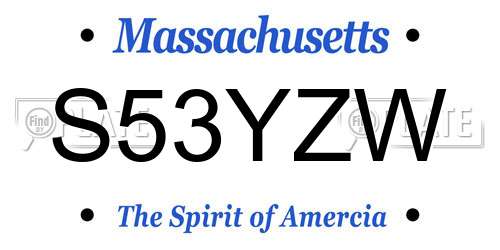 S53YZW Massachusetts License Plate