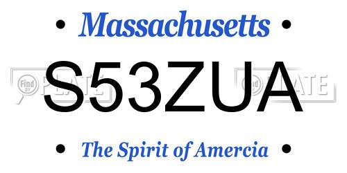 S53ZUA Massachusetts License Plate