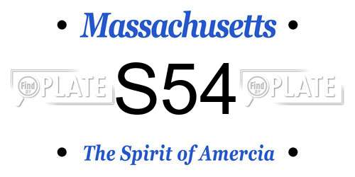 S54 Massachusetts License Plate
