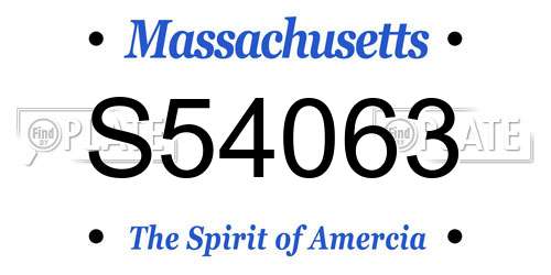 S54063 Massachusetts License Plate