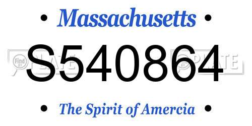 S540864 Massachusetts License Plate
