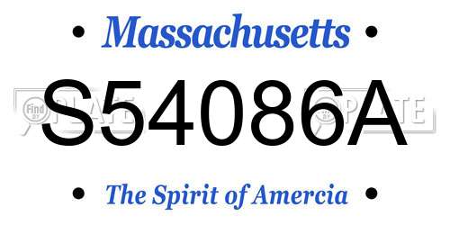 S54086A Massachusetts License Plate