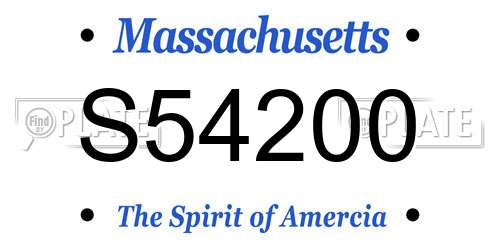 S54200 Massachusetts License Plate