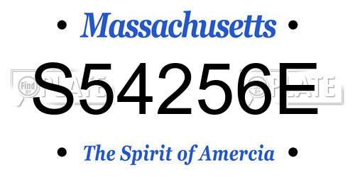 S54256E Massachusetts License Plate