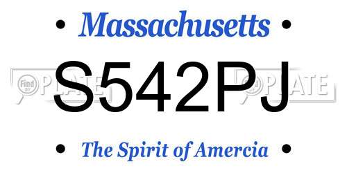 S542PJ Massachusetts License Plate