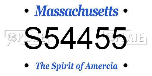 S54455 Massachusetts License Plate