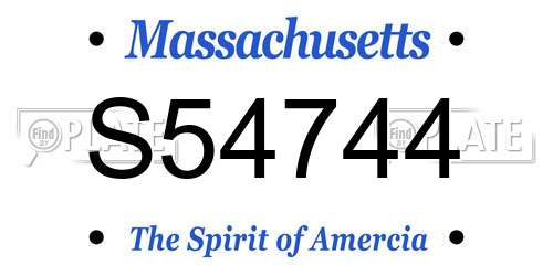 S54744 Massachusetts License Plate