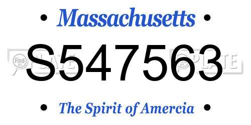 S547563 Massachusetts License Plate