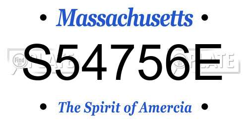 S54756E Massachusetts License Plate